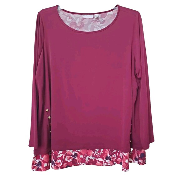 Susan Graver LiquidKnit Button-Trimmed Layered Look Tunic Size 2X - Picture 1 of 7